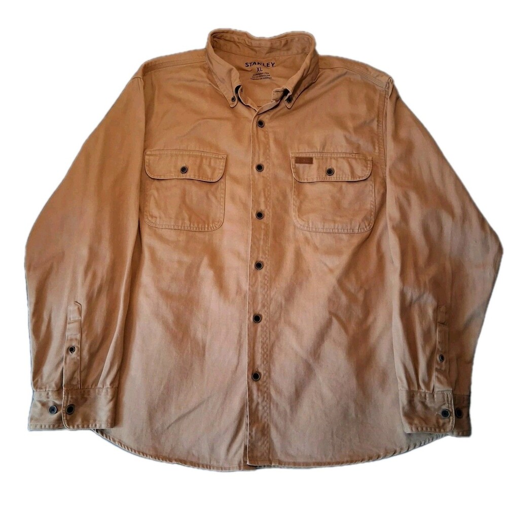 Stanley Work Shirt Mens XL Kahki Brown Sturdy Button Up Long Sleeve Gorpcore